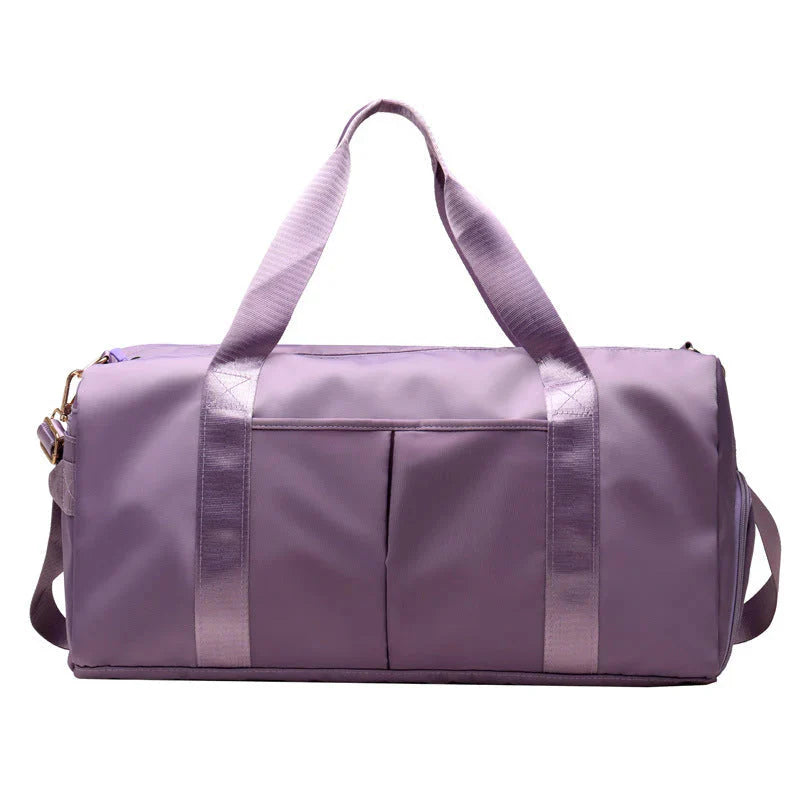Waterproof Fitness Sports Travel Duffel Bag in purple color with spacious design and durable straps.